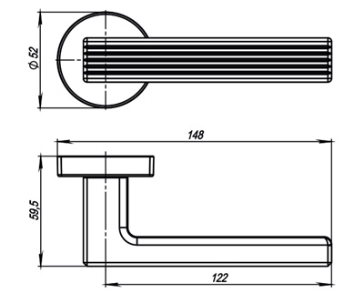 РУЧКА РАЗДЕЛЬНАЯ LINE URB6 BPVD-77 ВОРОНЕНЫЙ НИКЕЛЬ